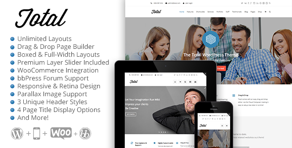 total drag and drop page builder WordPress theme smallenvelop