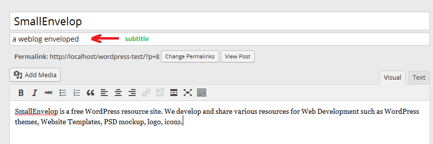 Add a subtitle to posts and pages