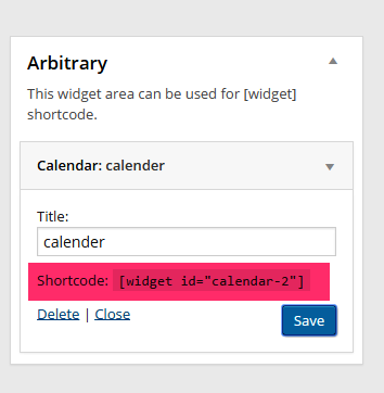 find widget shortcode