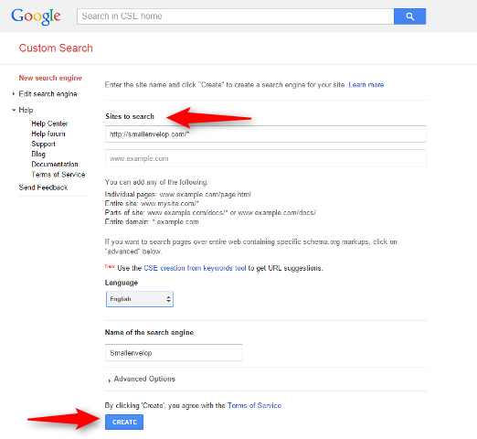 Custom Search - Create CSE