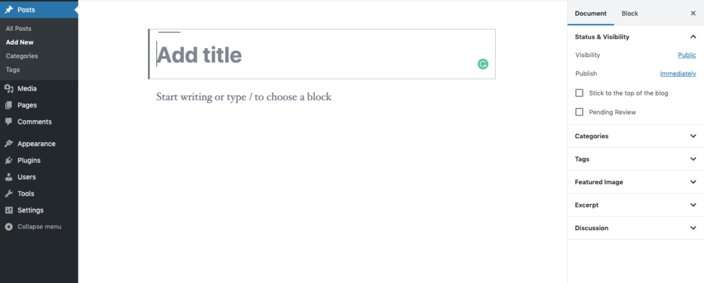 create a wordpress blog
