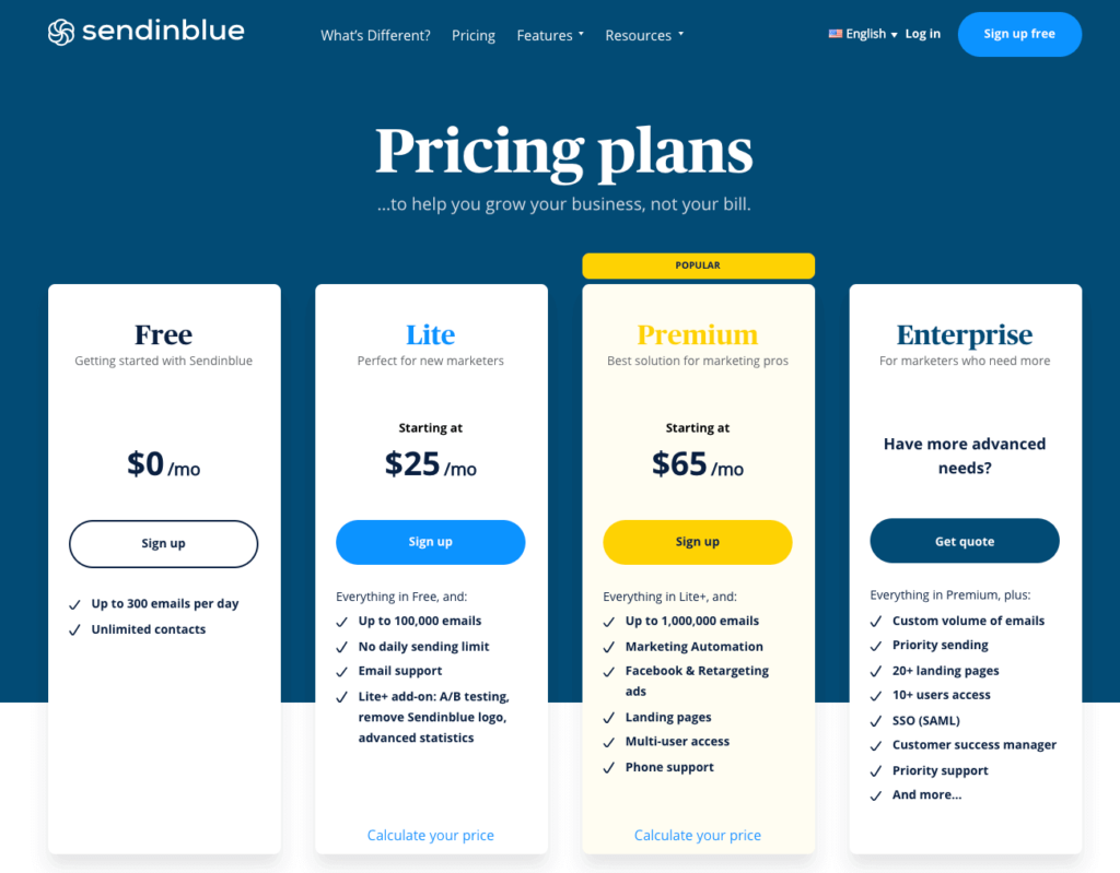 Sendinblue Pricing